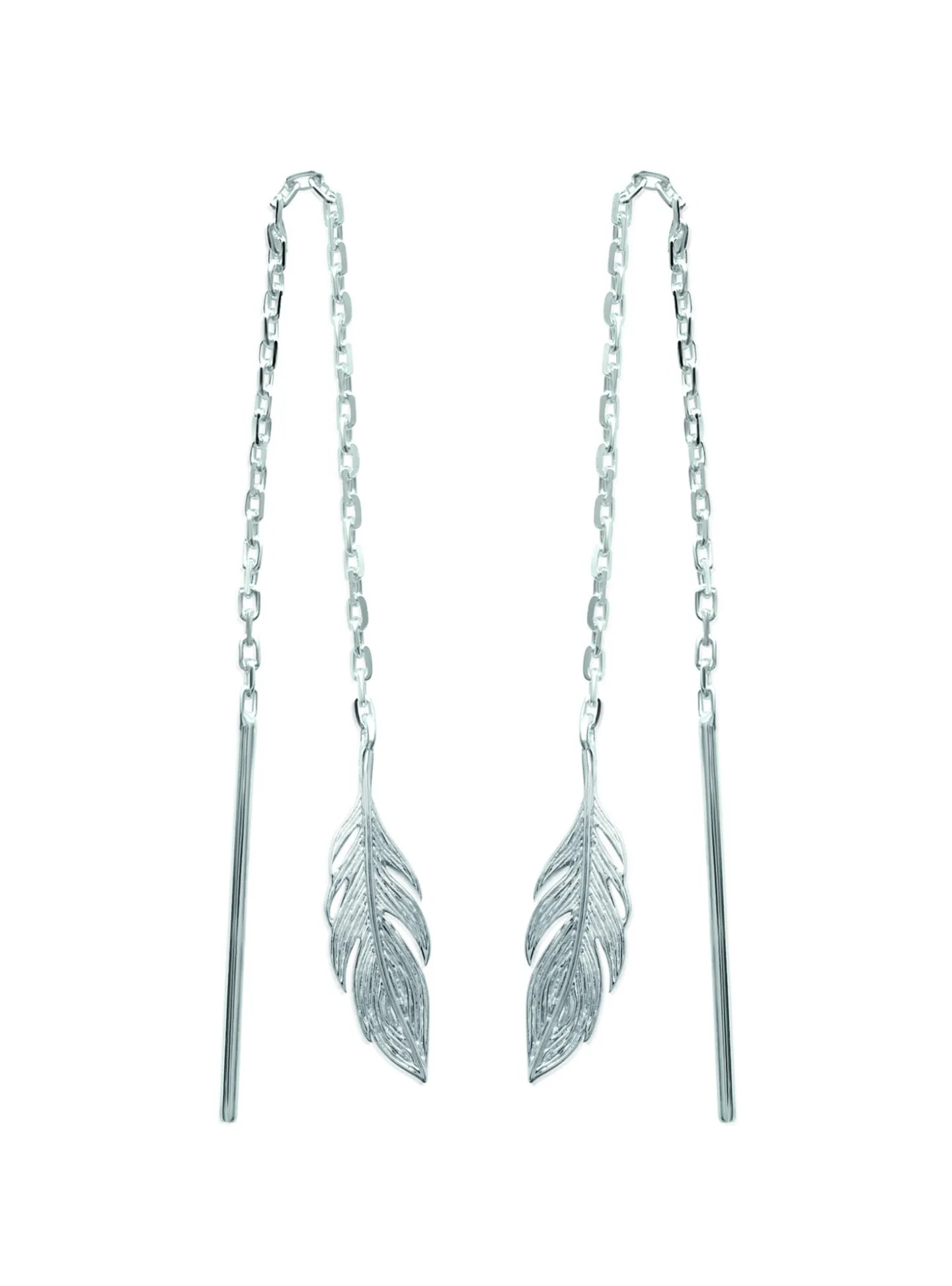 Boucles d'oreilles Brillaxis plumes pendantes argent