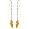Boucles d'oreilles Brillaxis chaînes plumes dorées