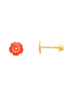 Boucles d'oreilles Brillaxis fleurs vis or 9 carats