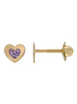 Boucles d'oreilles Brillaxis coeur or pailleté à vis