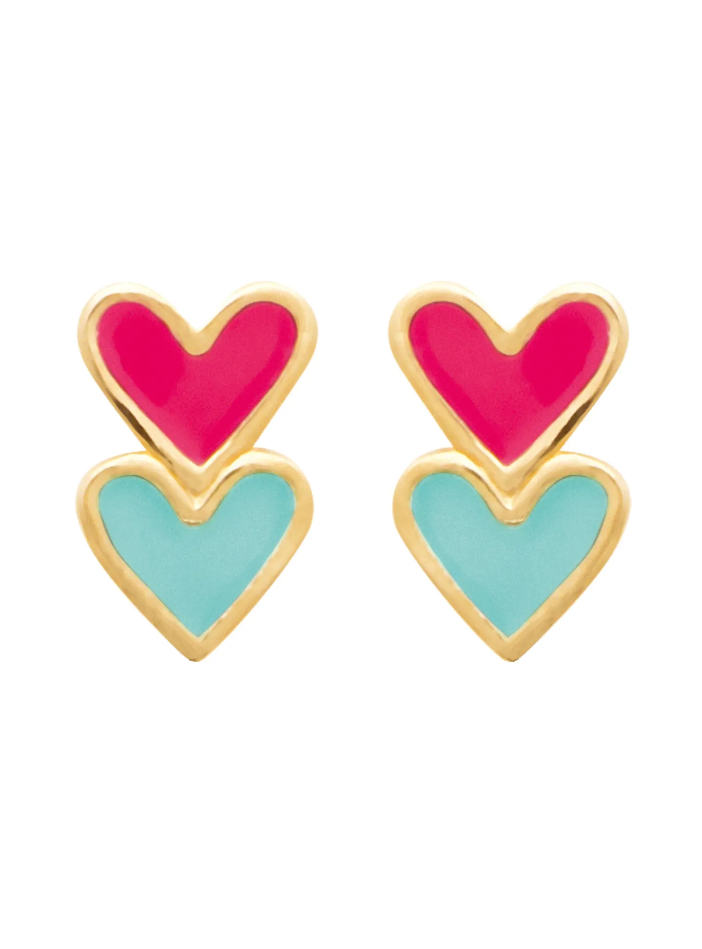 Boucles d'oreilles Brillaxis double coeur bicolore