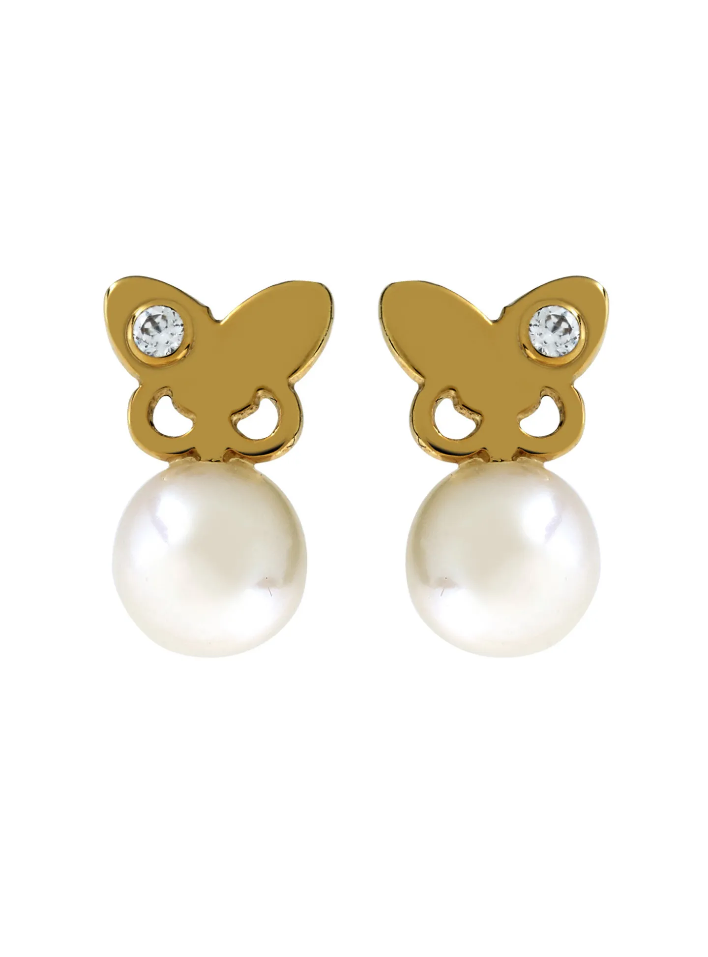 Boucles d'oreilles Brillaxis perle papillon or jaune