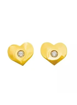 Boucles d'oreilles Brillaxis coeur strass or jaune