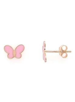 Boucles d'oreilles Brillaxis papillon laqué rose