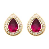 Boucles d'oreilles Brillaxis goutte rouge plaqué or