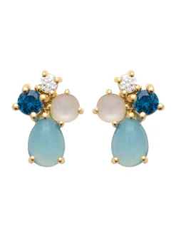 Boucles d'oreilles Brillaxis quartz et amazonite