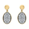 Boucles d'oreilles Brillaxis or motif ovale empierré
