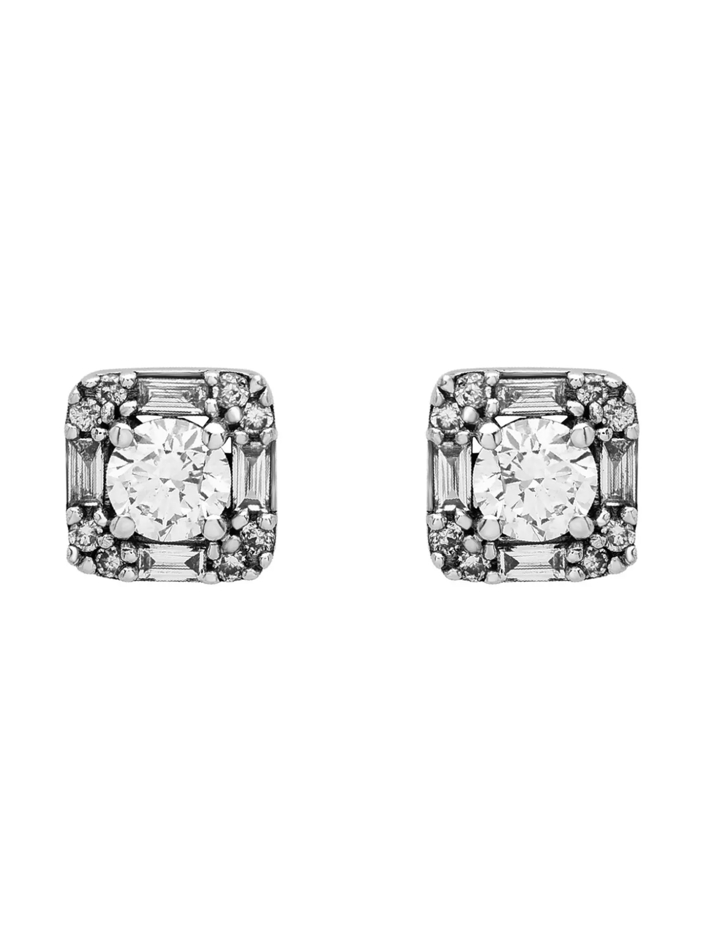 Boucles d'oreilles Brillaxis or blanc diamants