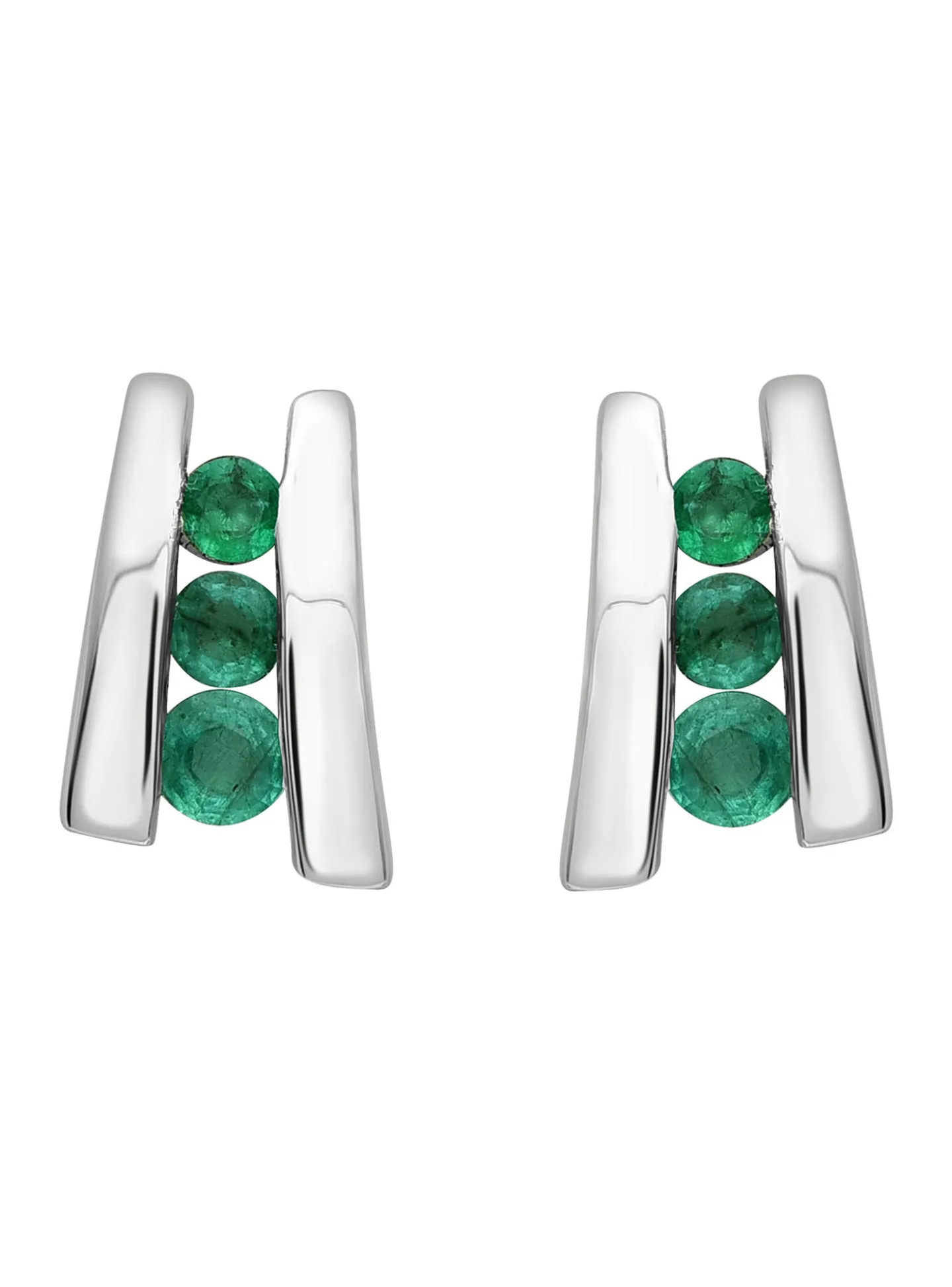 Boucles d'oreilles Brillaxis or blanc émeraudes