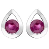 Boucles d'oreilles Brillaxis or blanc goutte rubis