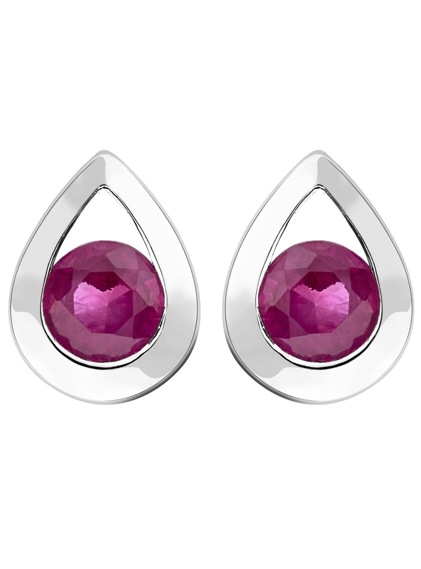 Boucles d'oreilles Brillaxis or blanc goutte rubis