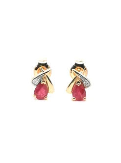 Boucles d'oreilles Brillaxis or rubis diamants