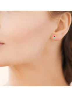 Boucles d'oreilles Brillaxis double coeur bicolore