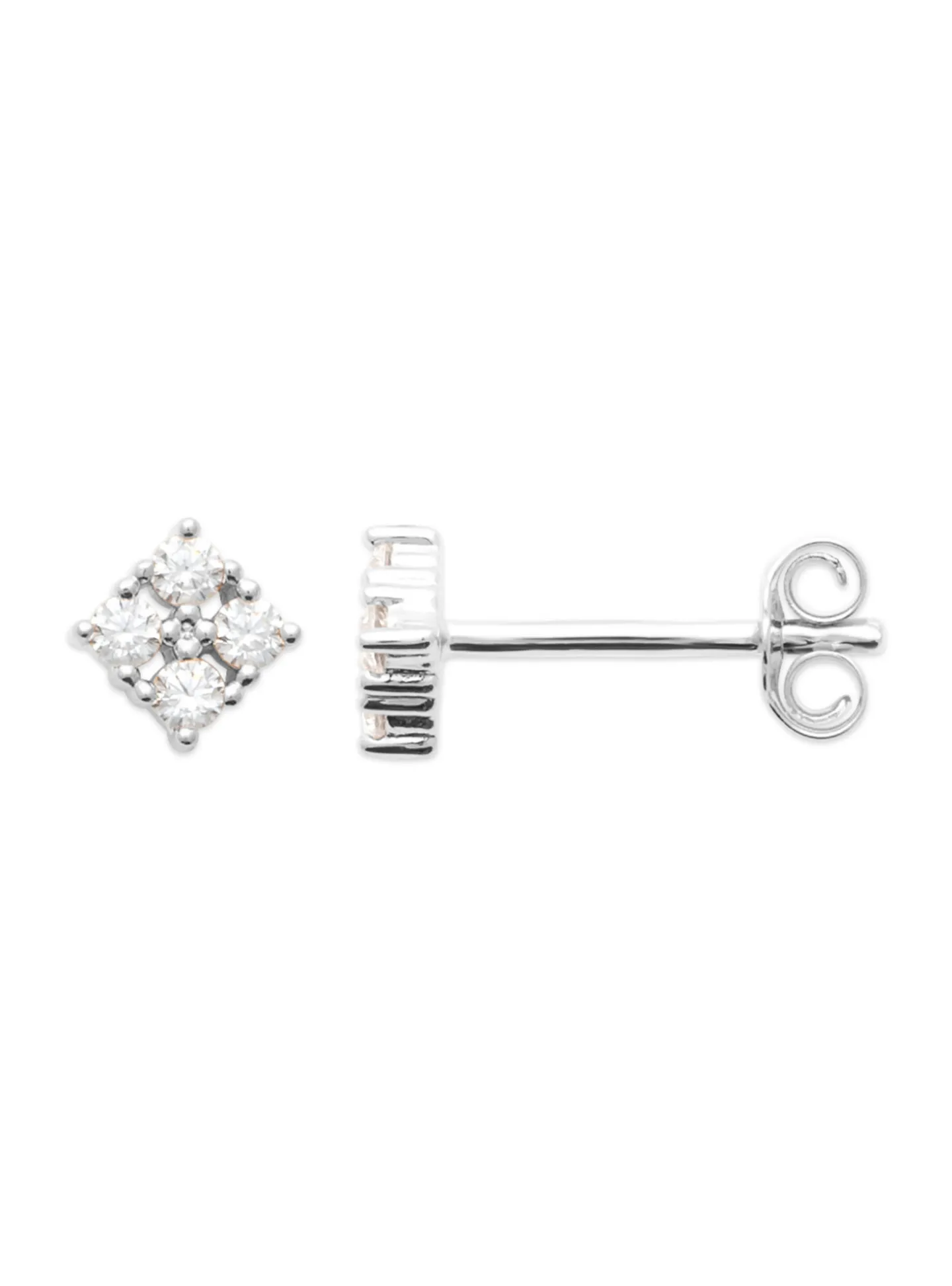 Boucles d'Oreilles Brillaxis puces carrées_x005f_x000D_en Argent Rhodié et Oxyde