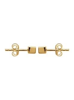 Boucles d'oreilles Brillaxis puces carrées plaqué or