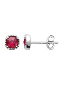 Boucles d'oreilles Brillaxis pierre rouge argent