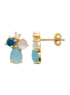 Boucles d'oreilles Brillaxis quartz et amazonite