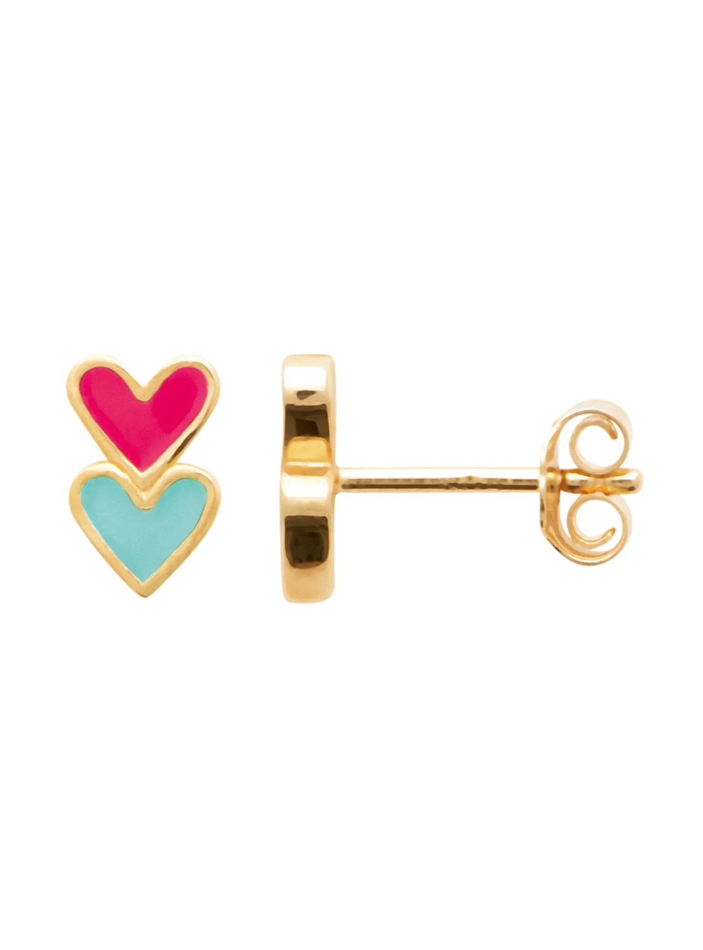 Boucles d'oreilles Brillaxis double coeur bicolore