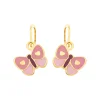 Boucles d'oreilles brisures papillons rose or jaune