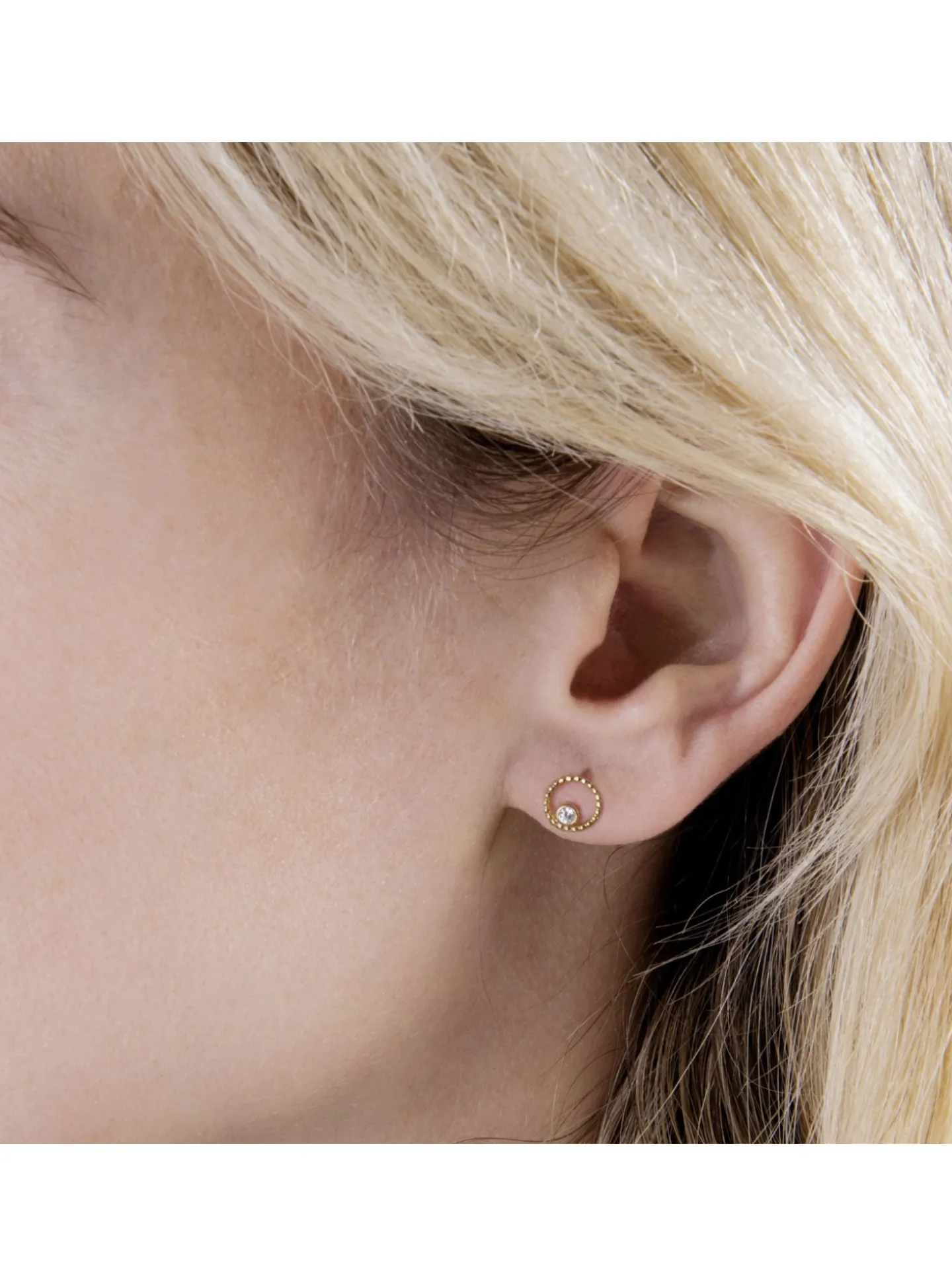 Boucles d'oreilles cerle perlé or oxydes
