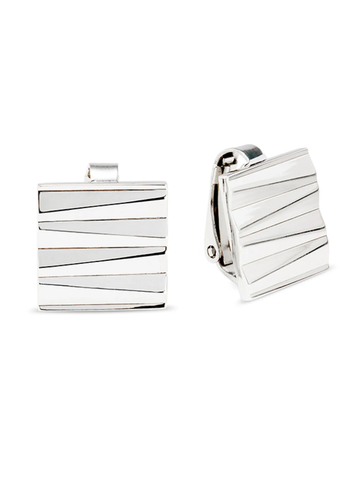 Boucles d'oreilles Clips Coeur de Lion Square WaveSilver