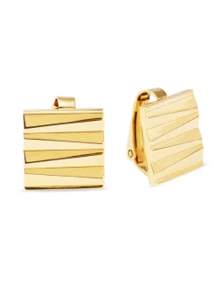 Boucles d'oreilles Clips Coeur de Lion Square Waveacier doré