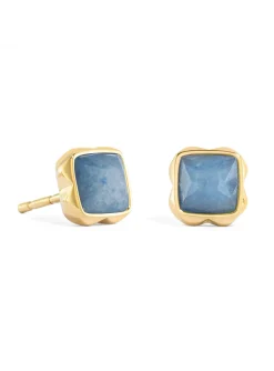 Boucles d'oreilles Coeur de Lion Birthstone Mars_x005f_x000D_dorées aventurine bleue