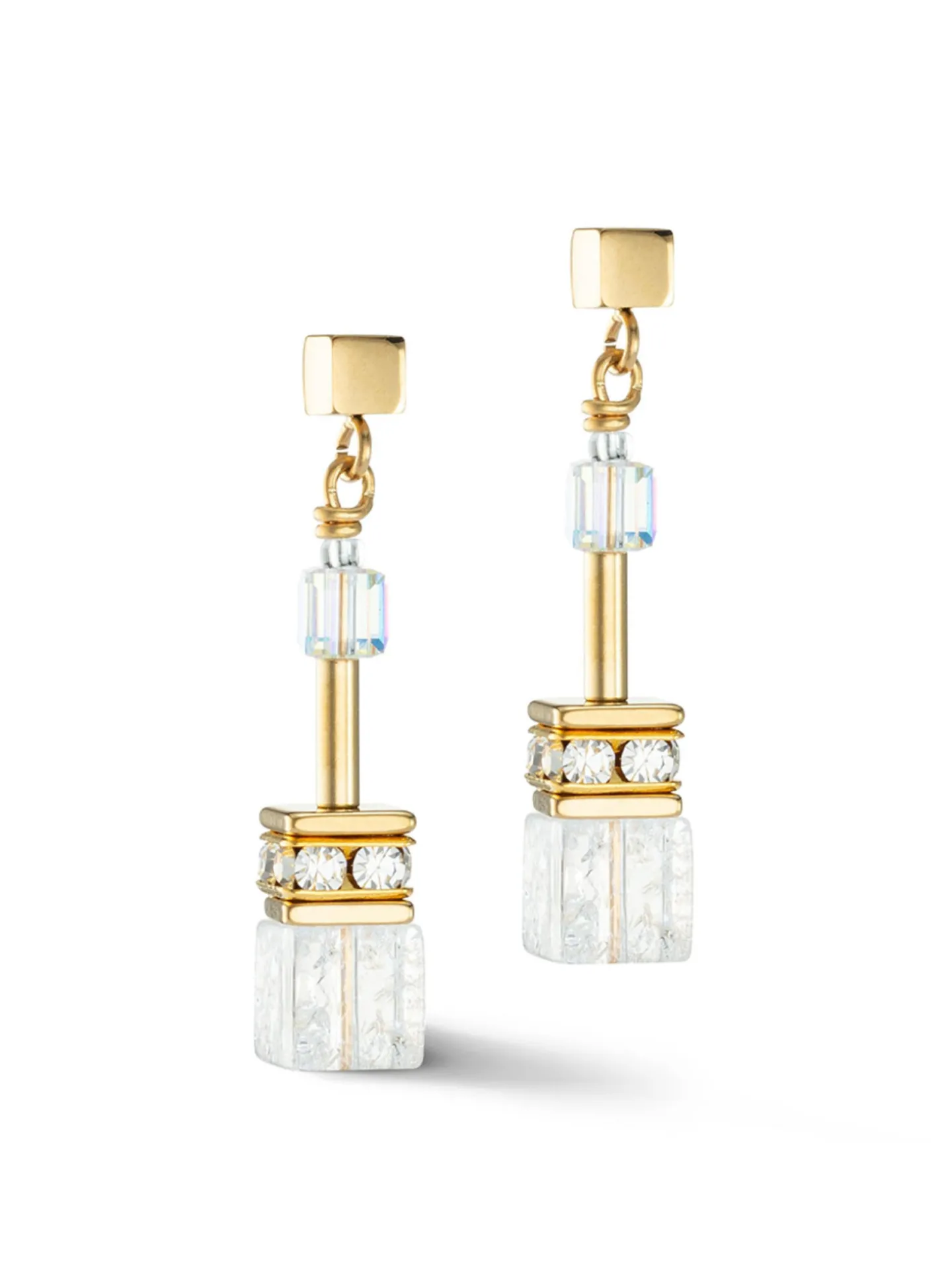 Boucles d’oreilles Coeur de Lion GeoCUBE IconicNature or blanc
