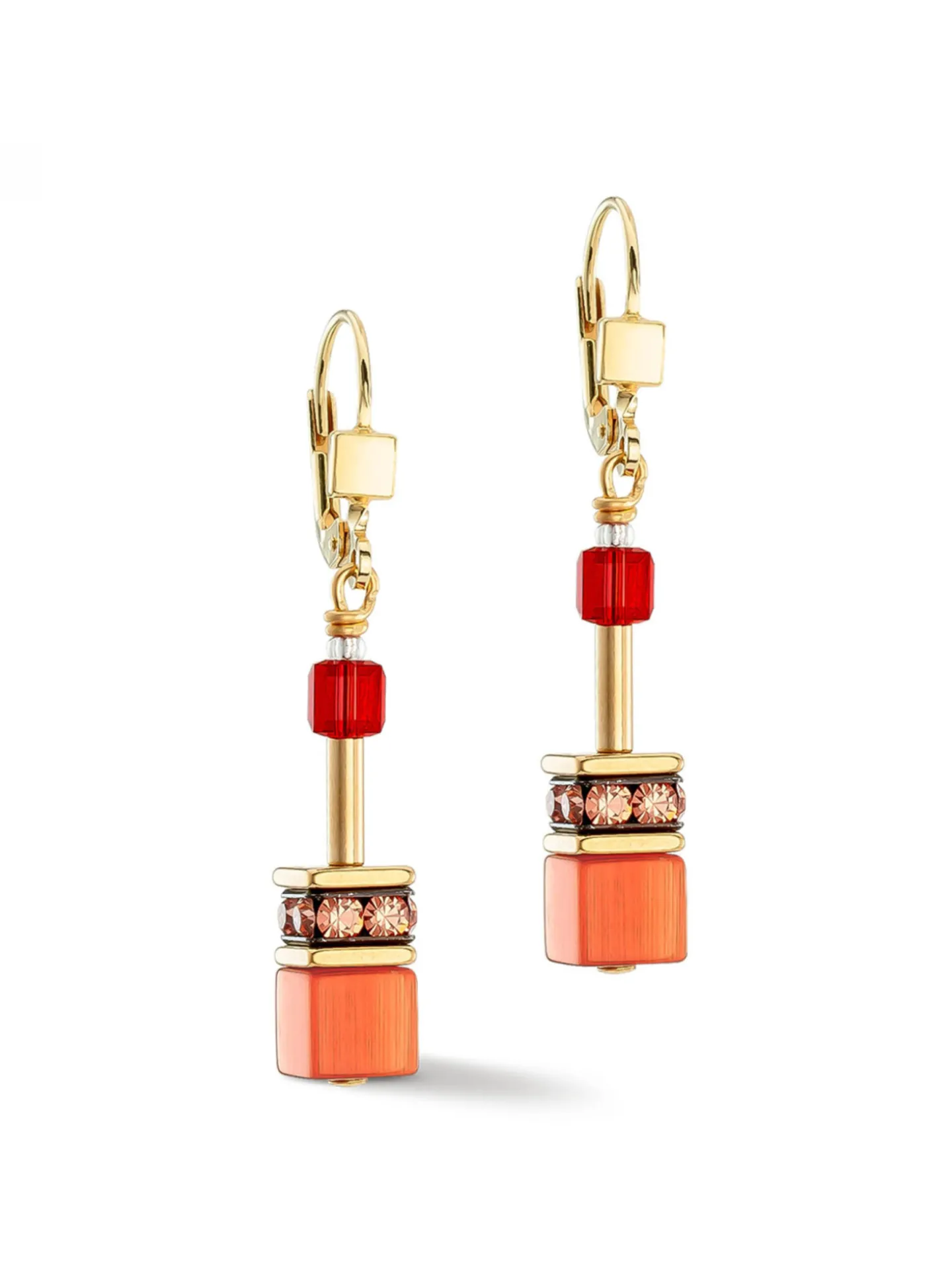Boucles d'oreilles Coeur de Lion GeoCUBE® Iconic_x005f_x000D_rouge et doré