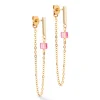 Boucles d'oreilles Coeur de Lion Mini Cube et chaîne_x005f_x000D_dorées et roses