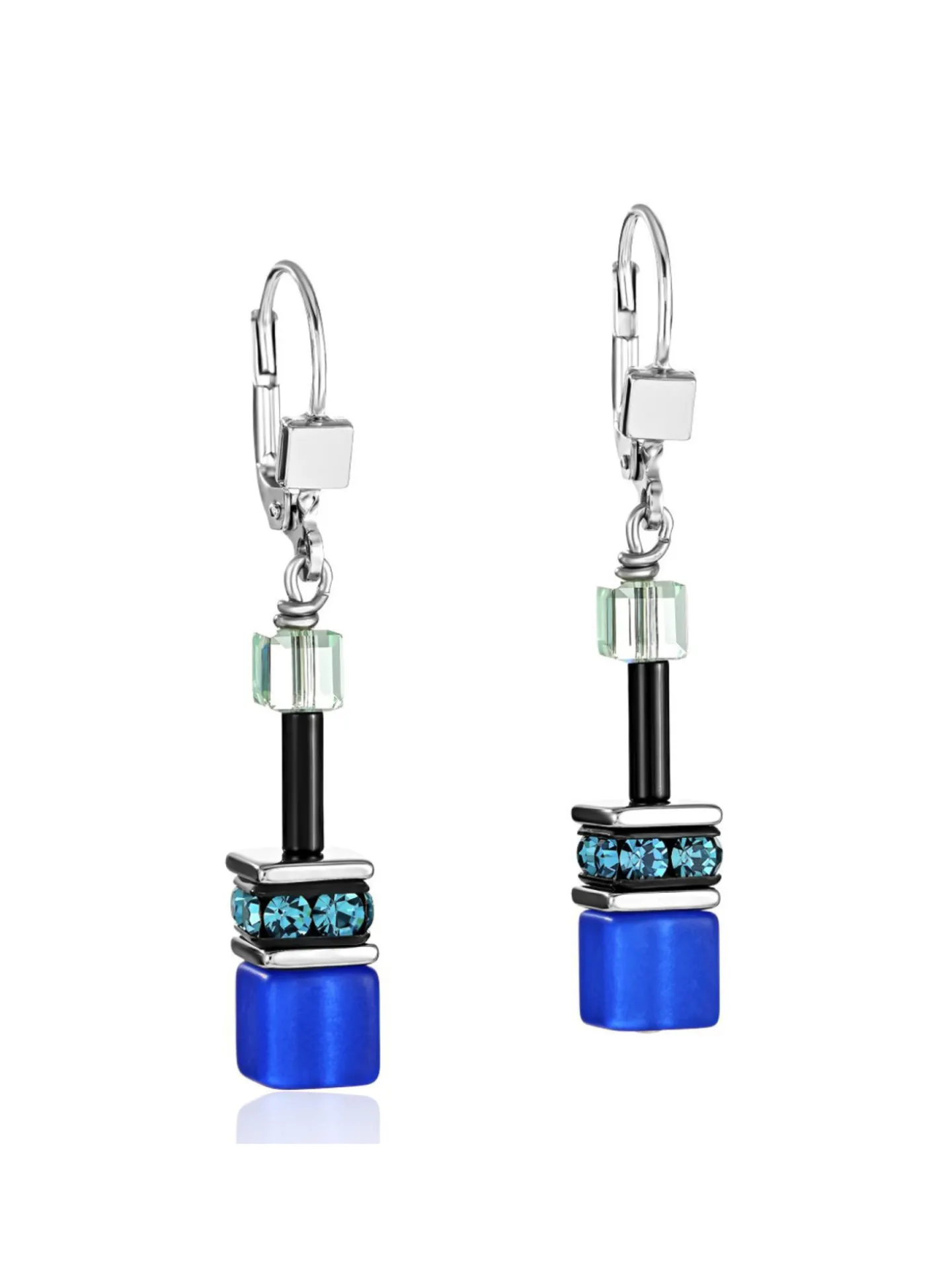 Boucles d'oreilles Coeur de Lion Géocube bleu-vert