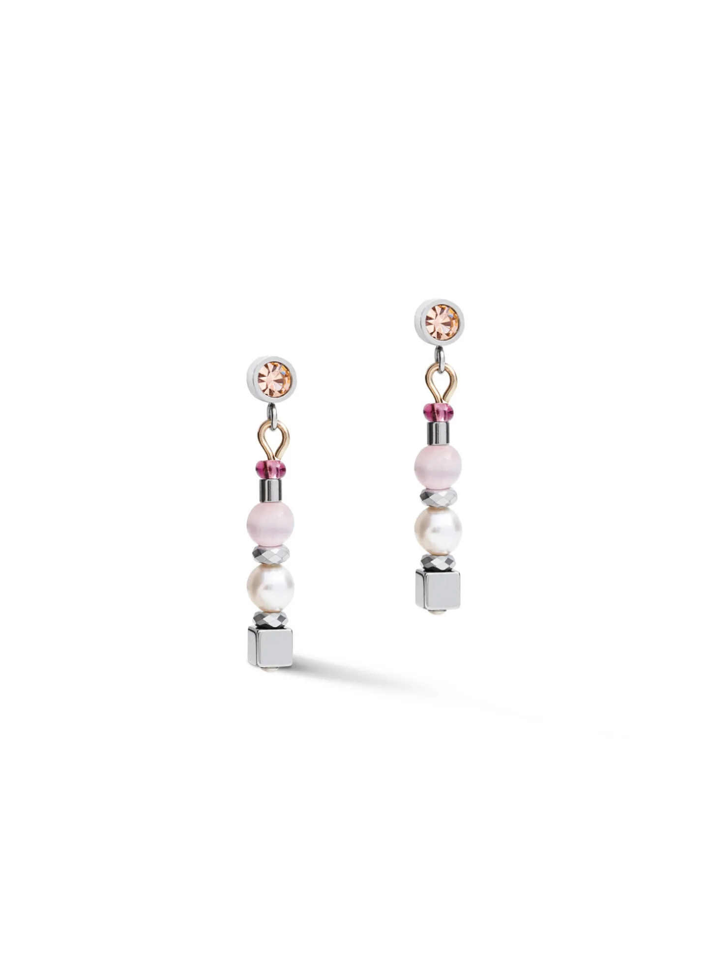Boucles d'oreilles Coeur de Lion lilas beige