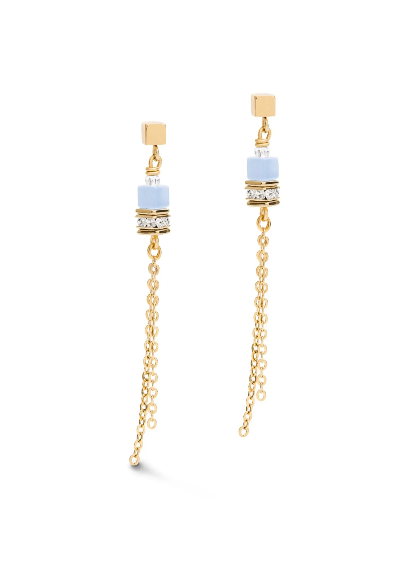 Boucles d'oreilles Coeur de Lion bleues longues