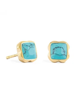 Boucles d'oreilles Coeur de Lion Birthstone Décembre_x005f_x000D_dorées et turquoises