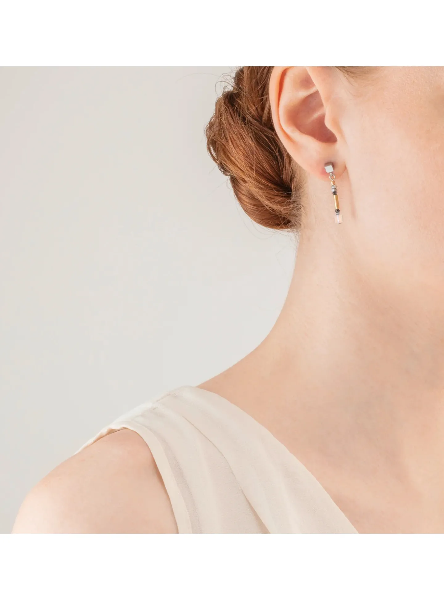 Boucles d'oreilles Coeur de Lion Cube Story_x005f_x000D_Minimalistic Sparkling gris doré