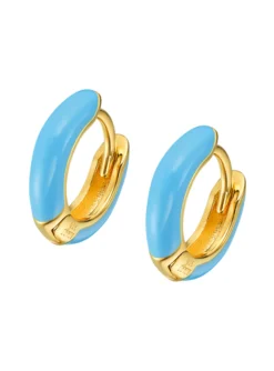 Boucles d'oreilles Créole Lotus Silver en Argent_x005f_x000D_doré/turquoise