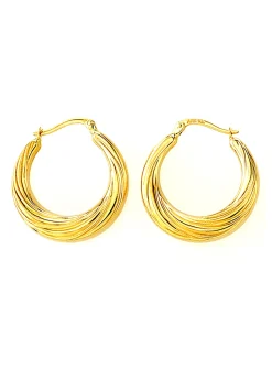 Boucles d'oreilles créoles chute torsadée or jaune