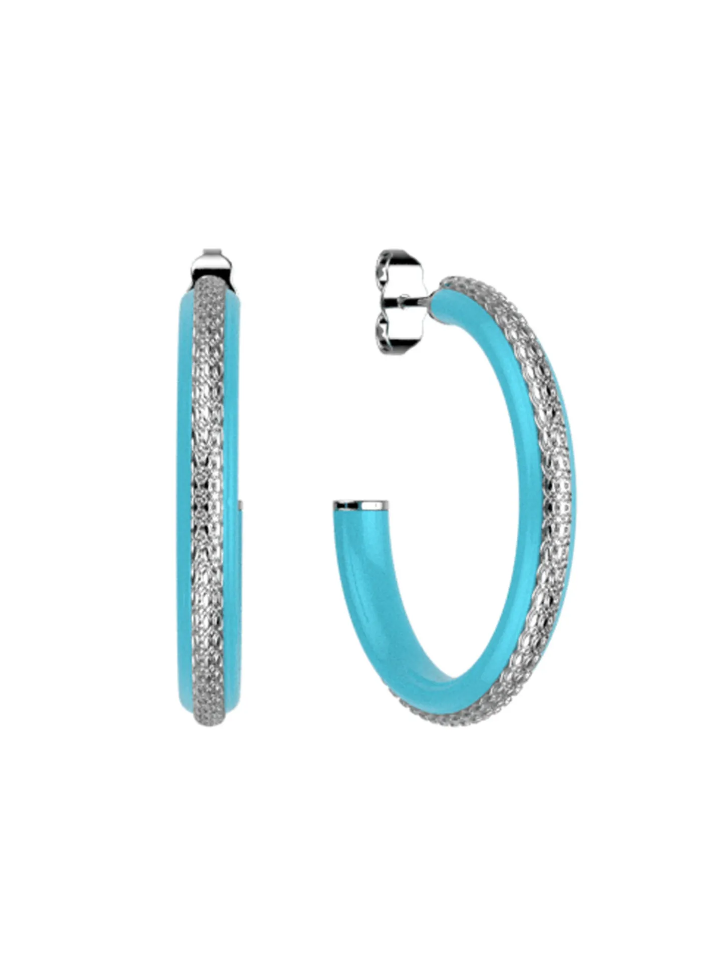 Boucles d'oreilles créoles Les Cadettes Sunset_x005f_x000D_laque turquoise