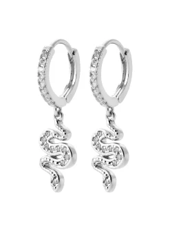 Boucles d'oreilles créoles Brillaxis serpent argent