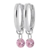 Boucles d'oreilles créoles Brillaxis pampille rose_x005f_x000D_argent