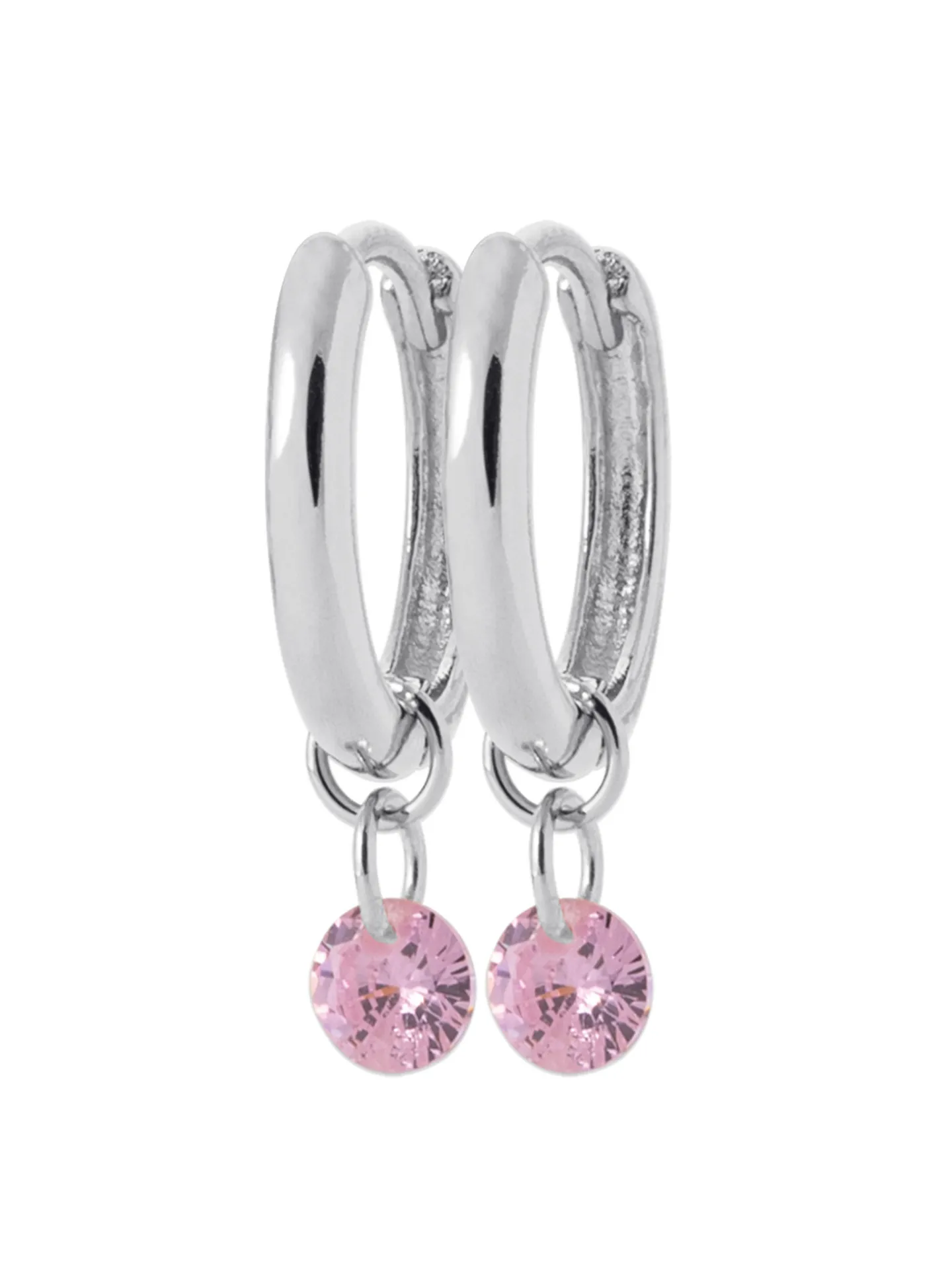 Boucles d'oreilles créoles Brillaxis pampille rose_x005f_x000D_argent