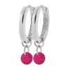 Boucles d'oreilles créoles Brillaxis pampille_x005f_x000D_fuschia argent