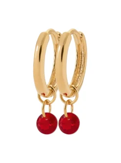 Boucles d'oreilles créoles Brillaxis pampille rouge