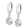Boucles d'oreilles créoles Lotus Silver goutte oxyde