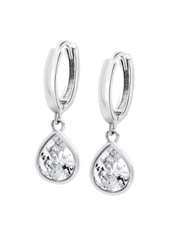 Boucles d'oreilles créoles Lotus Silver goutte oxyde
