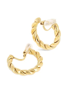 Boucles d'oreilles créoles clips Zag Bijoux Flavie_x005f_x000D_acier doré 30mm fil torsadé 5mm