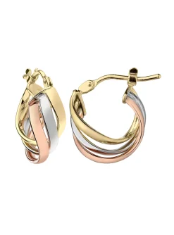 Boucles d'oreilles créoles 3 fils torsadés 3 ors