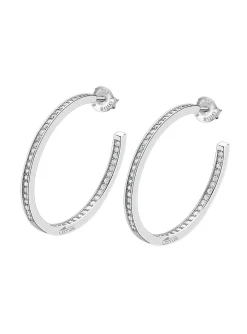 Boucles d'oreilles créoles Lotus Silver oxyde