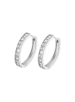 Boucles d'oreilles créoles Lotus Silver oxydes 20 mm