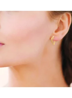 Boucles d'oreilles créoles Brillaxis coeur plaqué or